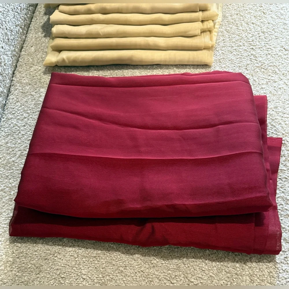 Gold curtains panels 8 pieces and 2 long size burgundy color curtins for design